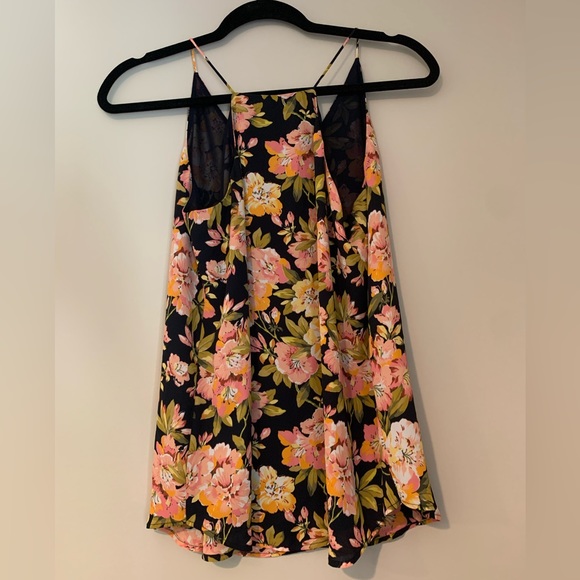 LOFT Navy Spaghetti Strap Floral Tank Blouse - Picture 4 of 4